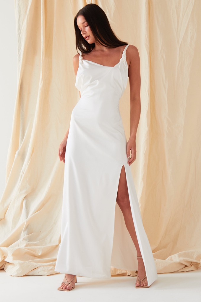 Asymmetric White Maxi Dress from Sarvin