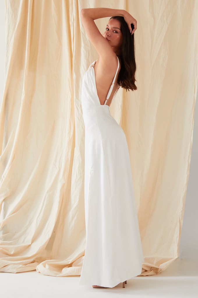 Asymmetric White Maxi Dress from Sarvin