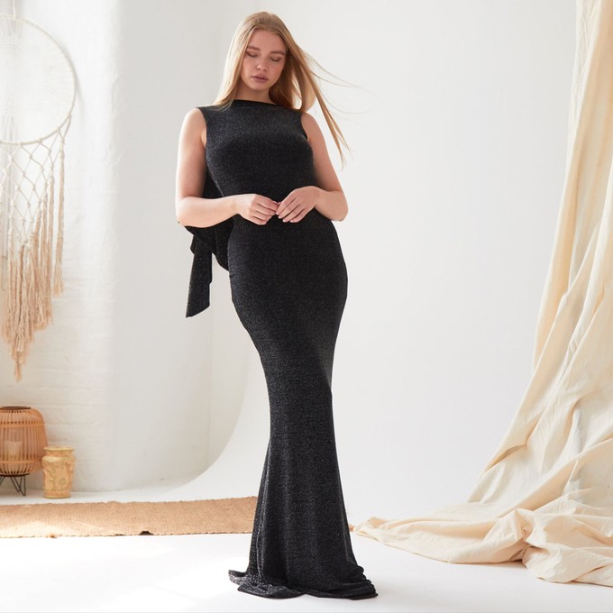 Black Cowl Back Gown from Sarvin
