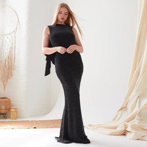 Black Cowl Back Gown from Sarvin
