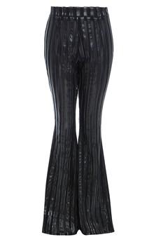 Flare Trousers In Metallic Stripe via Sarvin