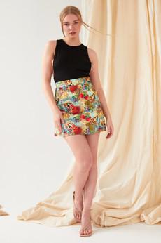 Printed Mini Skirt via Sarvin