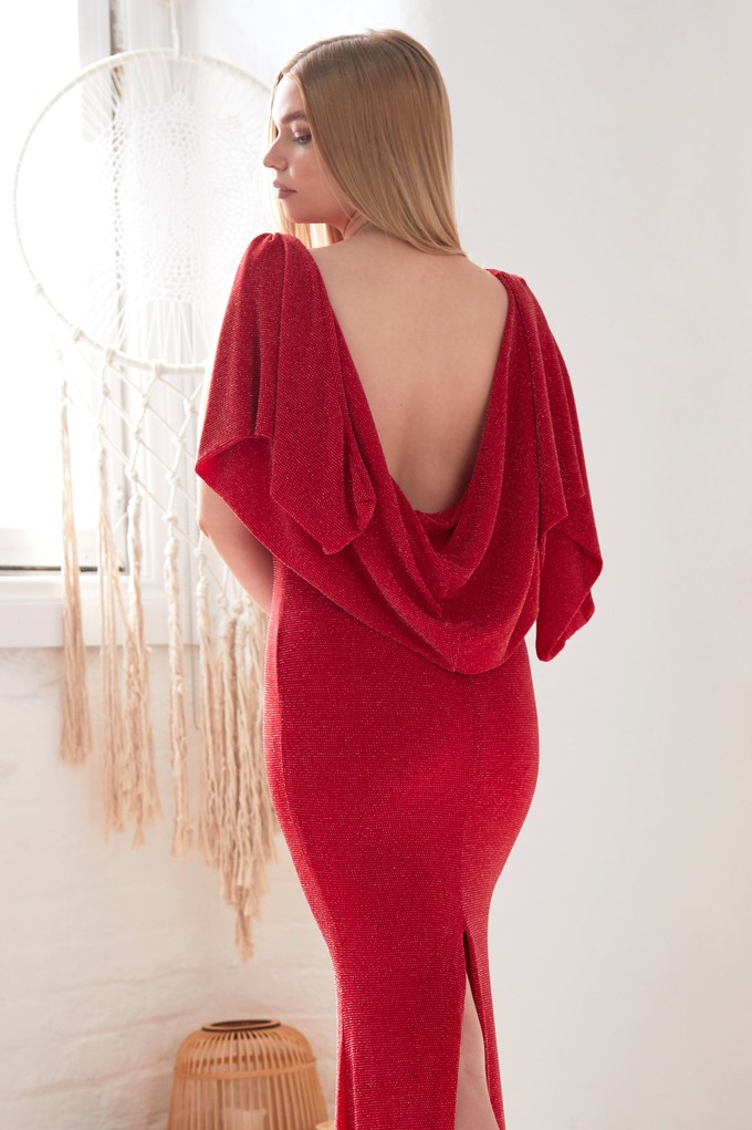 Red Cowl Back Gown from Sarvin