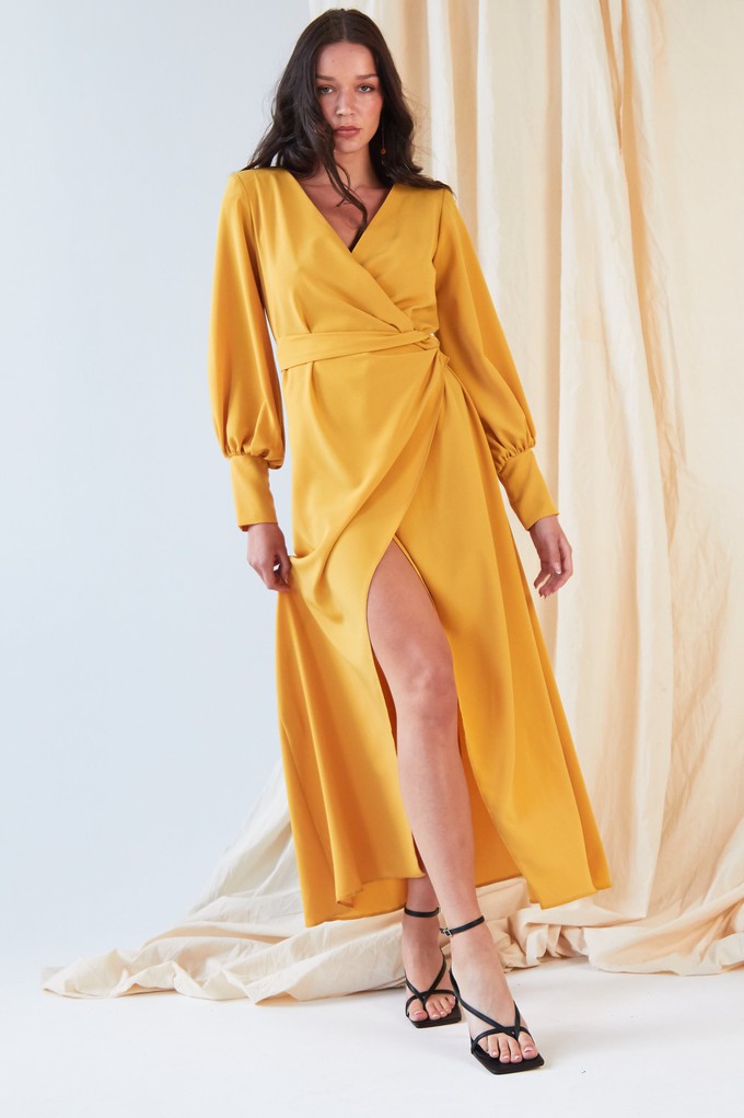 Mustard Wrap Dress from Sarvin