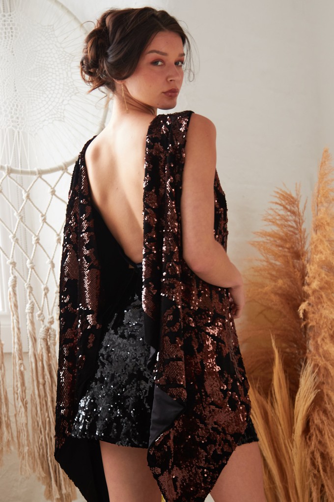 Sparkly Brown Tie Back Top from Sarvin