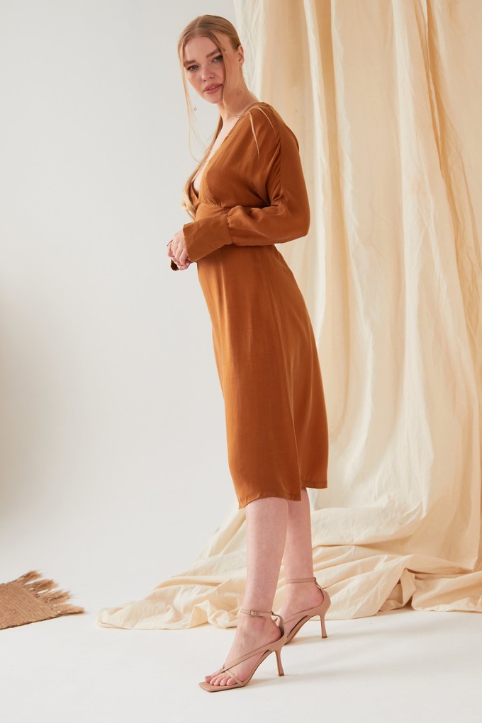 Mustard long sleeve Midi Dress from Sarvin