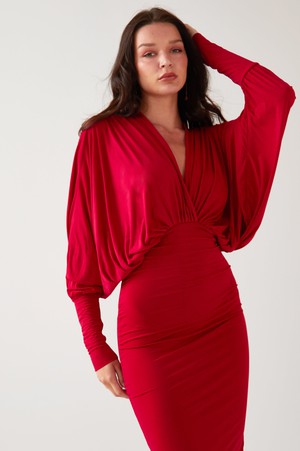 Red Batwing Dress from Sarvin