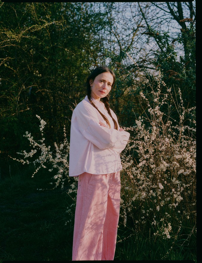 Lela Colourblock Shirt, Pastel Pink/ Orange Cotton from Saywood.