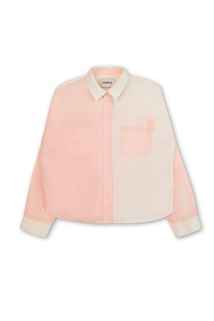 Lela Patchwork Shirt, Pastel Orange/ Yellow Cotton from Saywood.