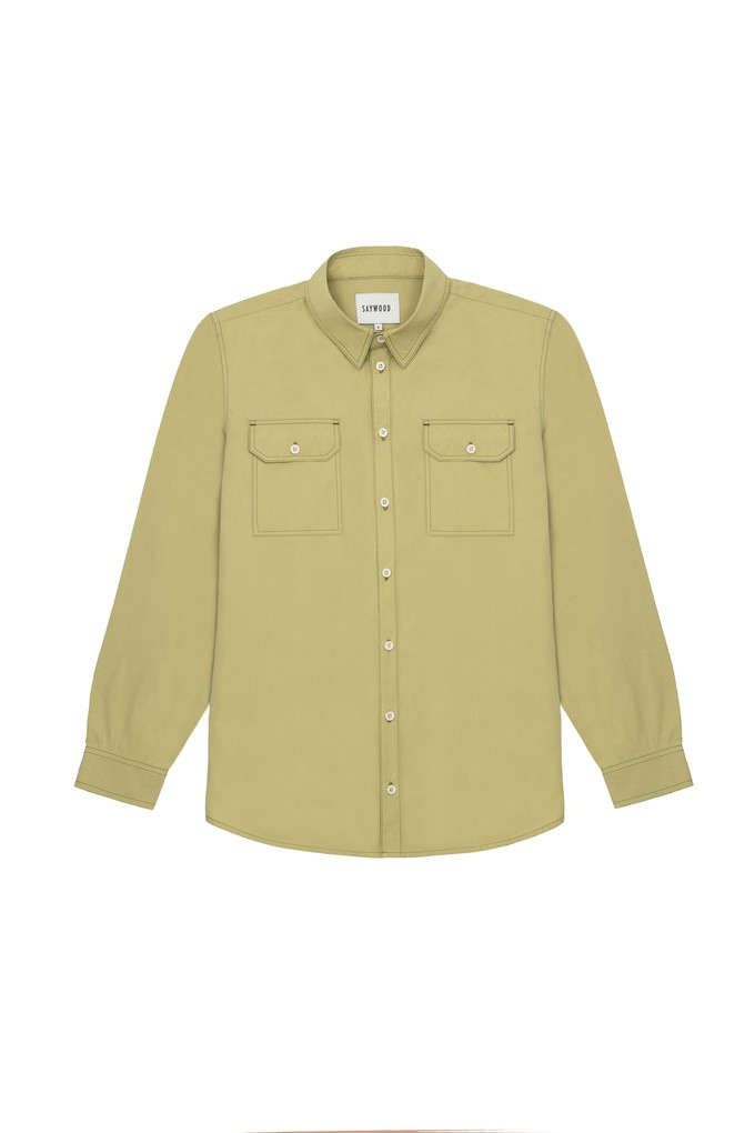 Limited Edition Mens Eddy Utility Shirt, Khaki Cotton from Saywood.