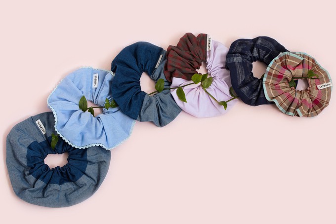 Patchwork Scrunchie, Zero Waste, Japanese Denim from Saywood.