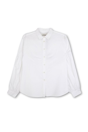Edi Volume Sleeve Shirt, White Cotton Bamboo from Saywood.