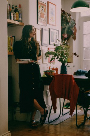 Rosa Puff Sleeve Shirtdress, Black Japanese Denim from Saywood.