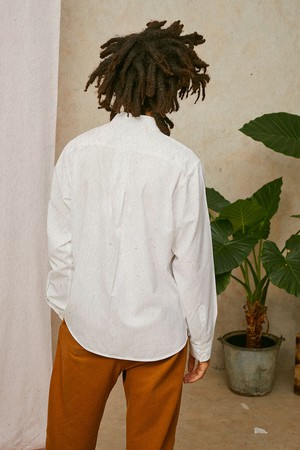 Mens Eddy Patch Pocket Shirt, White Cotton Bamboo from Saywood.