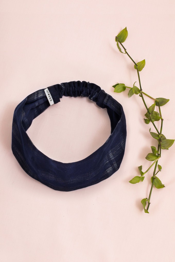 Scrunchie Zero Waste, Navy Check Deadstock Cotton from Saywood.