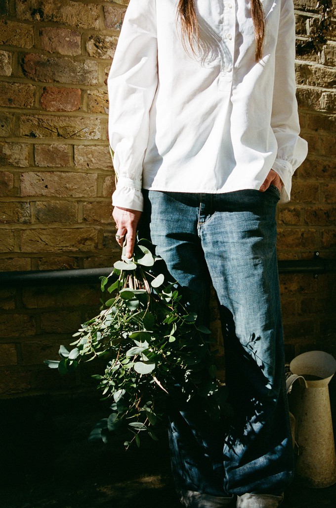 Marie Gather Neck A-Line Blouse, White Recycled Cotton from Saywood.