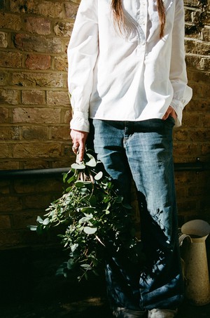 Marie Gather Neck A-Line Blouse, White Recycled Cotton from Saywood.