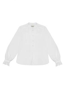 Marie Gather Neck A-Line Blouse, White Recycled Cotton via Saywood.