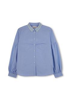 Edi Volume Sleeve Shirt, Pale Blue Recycled Cotton via Saywood.