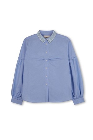 Edi Volume Sleeve Shirt, Pale Blue Recycled Cotton from Saywood.