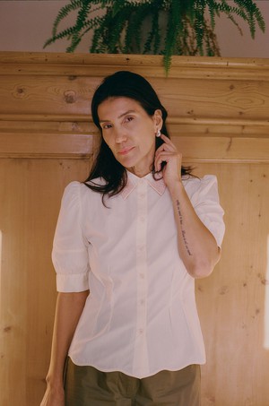 Joni Puff Sleeve Lace Collar Blouse, Yellow Cotton from Saywood.