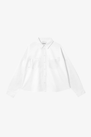 Lela Patch Pocket Shirt, White Recycled Cotton from Saywood.