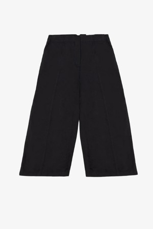 Amelia Wide Leg Culotte Trouser, Black Organic Cotton & Linen from Saywood.