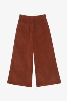 Amelia Full Length Wide Leg Trouser in Caramel Organic Cotton Corduroy via Saywood.