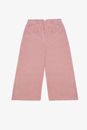Amelia Wide Leg Culotte Trouser, Pink Corduroy Cotton from Saywood.