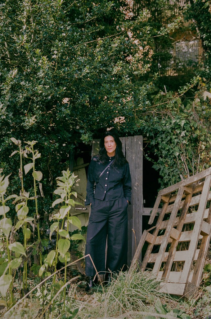 Amelia Wide Leg Culotte Trouser, Black Organic Cotton & Linen from Saywood.