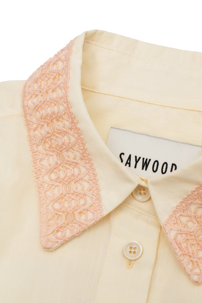 Joni Puff Sleeve Lace Collar Blouse, Yellow Cotton from Saywood.