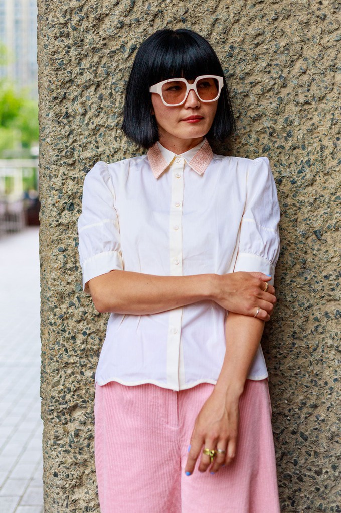 Joni Puff Sleeve Lace Collar Blouse, Yellow Cotton from Saywood.