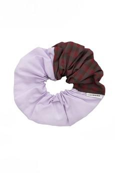 Patchwork Scrunchie, Red Check & Lilac, Zero Waste via Saywood.