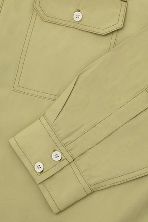 Limited Edition Mens Eddy Utility Shirt, Khaki Cotton from Saywood.