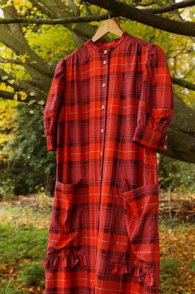 Rosa Puff Sleeve Shirtdress, Pink Coral Tartan Check from Saywood.