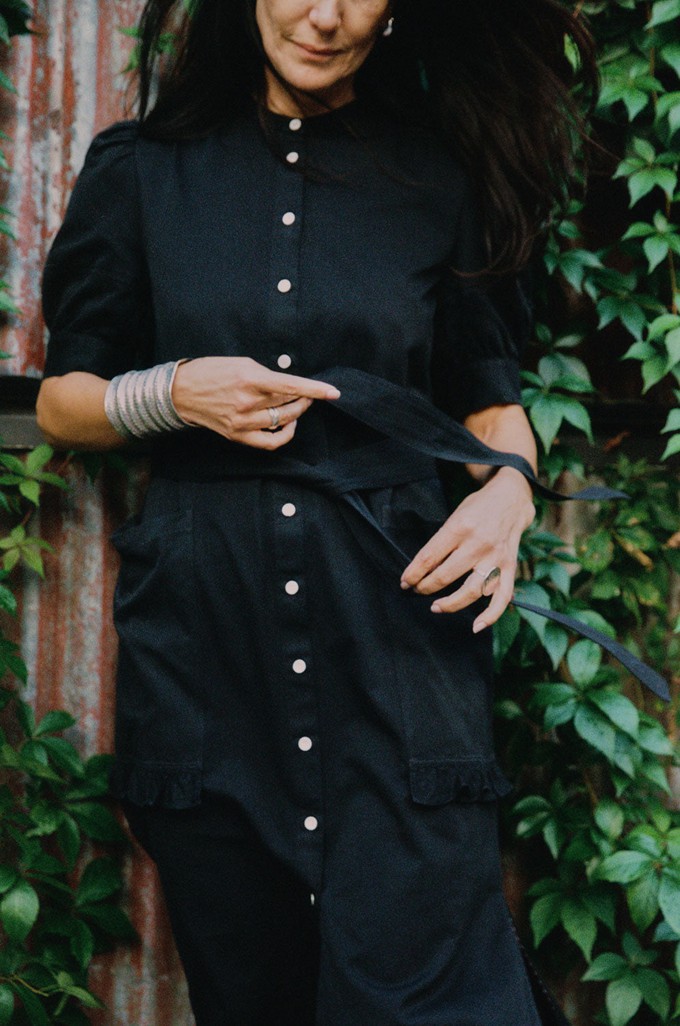 Rosa Puff Sleeve Shirtdress, Black Japanese Denim from Saywood.