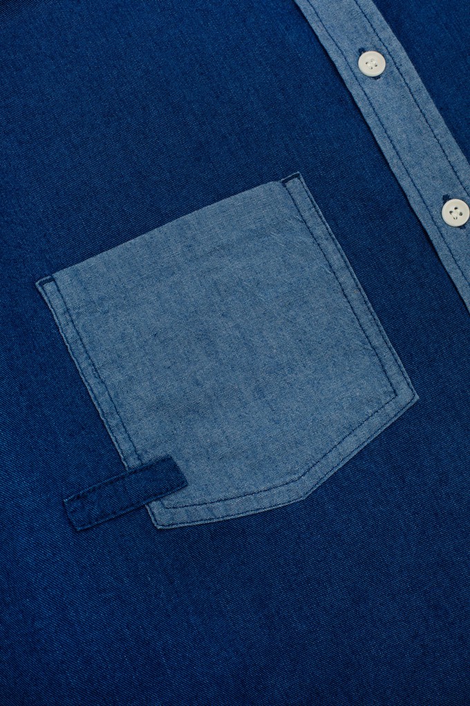 Lela Patch Pocket Shirt, Japanese Denim from Saywood. Lela Patch Pocket Shirt, Japanese Denim from Saywood.