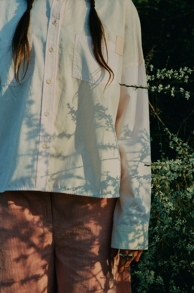 Lela Colourblock Shirt, Pastel Pink/ Orange Cotton from Saywood.