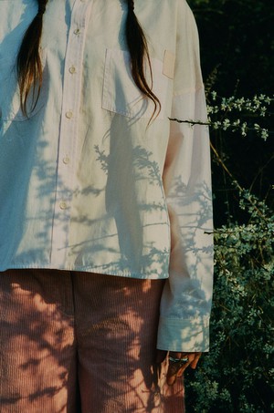 Lela Colourblock Shirt, Pastel Pink/ Orange Cotton from Saywood.