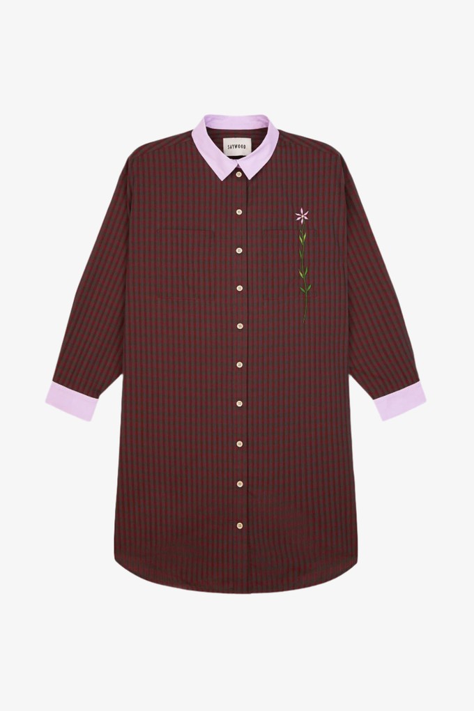Etta Oversized Shirtdress, Red Check Cotton from Saywood.