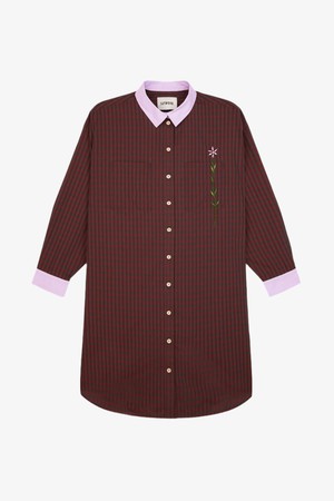 Etta Oversized Shirtdress, Red Check Cotton from Saywood.