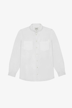 Mens Eddy Patch Pocket Shirt, White Cotton Bamboo from Saywood.