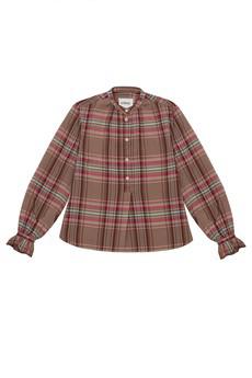 Limited Edition Marie Gather Neck A-Line Blouse, Pink Check Deadstock Cloth via Saywood.