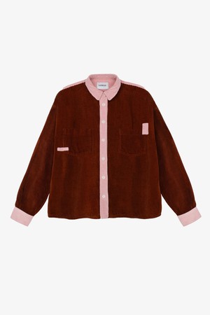 Lela Boxy Shirt, Caramel Organic Cotton Corduroy from Saywood.
