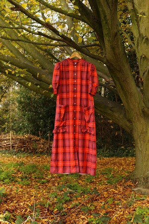 Rosa Puff Sleeve Shirtdress, Pink Coral Tartan Check from Saywood.