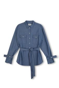 Zadie Boyfriend Shirt, Light Wash Japanese Denim via Saywood.