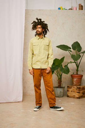 Limited Edition Mens Eddy Utility Shirt, Khaki Cotton from Saywood.