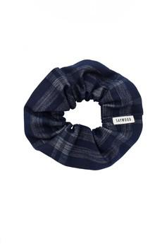 Scrunchie Zero Waste, Navy Check Deadstock Cotton via Saywood.