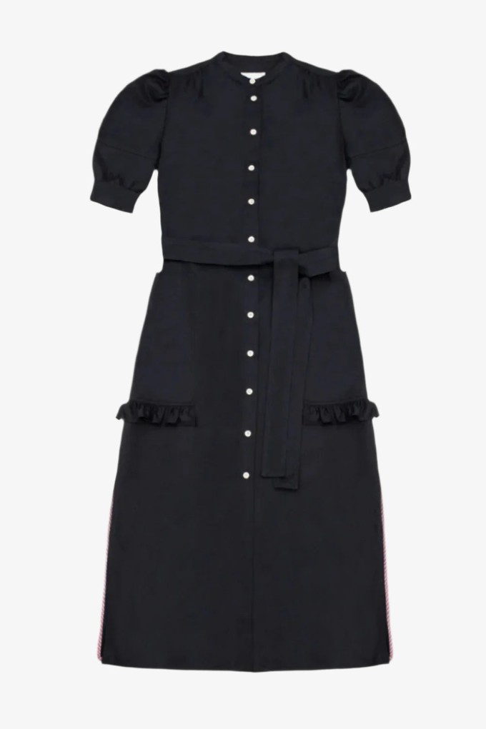 Rosa Puff Sleeve Shirtdress, Black Japanese Denim from Saywood.
