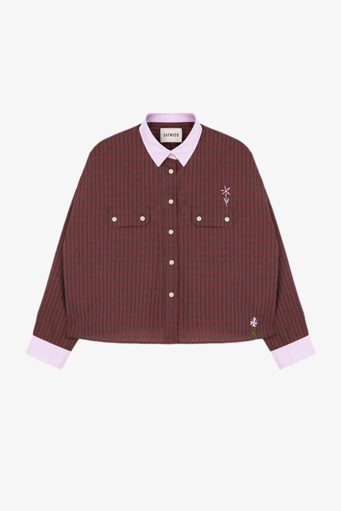 Jules Utility Shirt, Red Check Cotton from Saywood.
